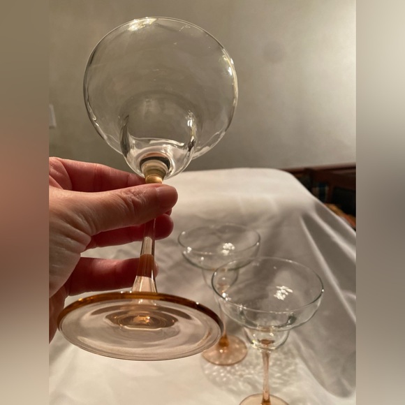 Set of 4 Pink Stemmed Bottom Margarita Glasses. Gorgeous - Picture 6 of 10